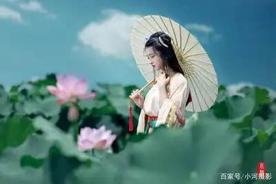 戏莲汉服古风莲花美女,谁能比我仙

