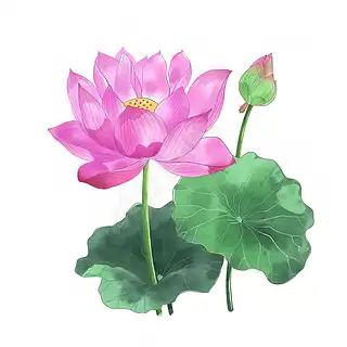 手绘莲花插画
