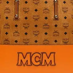 mcmshopperproject系列橙色皮革拼接单肩包

