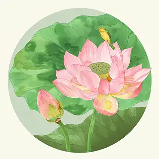 手绘莲花插画
