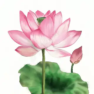 手绘莲花插画

