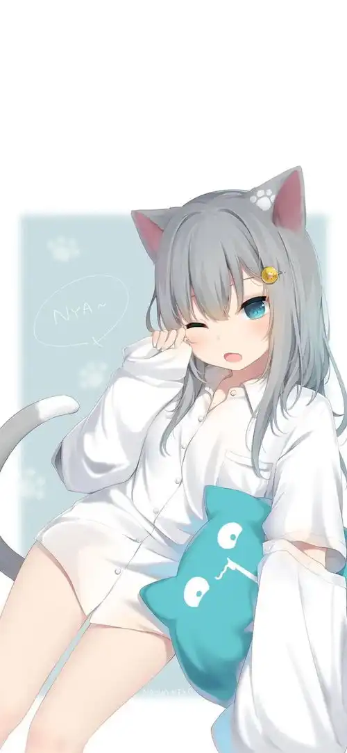 手机壁纸猫系少女
